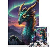 Rompecabezas para Adolescentes de 1000 Piezas majestuoso dragón con Aurora Boreal Juguete Educativo Regalos de cumpleaños Juegos Divertidos Actividades para Disfrutar en casa tamaño 50x75cm