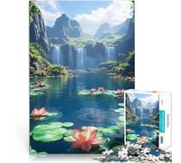 Rompecabezas para Adolescentes de 1000 Piezas Majestuoso Paisaje de montañas y cascadas Juguetes de Bricolaje Una Obra de Arte 38x26cm