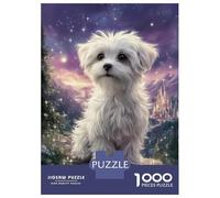 Rompecabezas para Adolescentes De 1000 Piezas Maltese Puppy in Fantasy Landscape Rompecabezas para Adultos Juguetes Antiestrés Regalo De Cumpleaños para Cumpleaños, Navidad 70x50cm/1000pcs