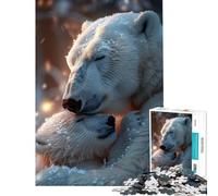 Rompecabezas para Adolescentes de 1000 Piezas Mamá osa Polar y su Cachorro Actividades Divertidas para Hacer en casa Mejora la Memoria Juegos relajantes para Mayores de 14 años 38x52cm