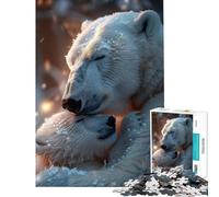 Rompecabezas para Adolescentes de 1000 Piezas Mamá osa Polar y su Cachorro Ideal para cumpleaños y Navidad Juguete para Mejorar la Memoria Decoración de Pared Apto para Mayores de 14 años 38x26cm