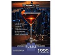 Rompecabezas para Adolescentes De 1000 Piezas Manhattan Cocktail Recipe Rompecabezas para Adolescentes Juego Familiar Desafío Difícil Cumpleaños Y Navidad 52x38cm/1000pcs