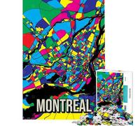 Rompecabezas para Adolescentes de 1000 Piezas Mapa de la Ciudad de Montreal Canadá Estilo Pop Art Arte de Viaje Juguetes adictivos para Cultivar la Paciencia Juegos Divertidos antiestrés para Mujeres