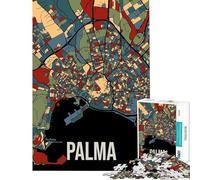 Rompecabezas para Adolescentes de 1000 Piezas Mapa de la Ciudad de Palma de Mallorca España Juegos educativos Juguetes didácticos Juguetes educativos (tamaño 38x26cm)