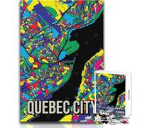 Rompecabezas para Adolescentes de 1000 Piezas, Mapa de la Ciudad de Quebec, Canadá, Colorido, Arte de Viaje, Juego Educativo Familiar para diversión Familiar, Juguete Educativo, tamaño 38x52cm