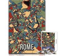 Rompecabezas para Adolescentes de 1000 Piezas, Mapa de la Ciudad de Roma, Italia, Juego Educativo Familiar para diversión Familiar, Juguete Educativo, tamaño 38x52cm