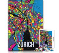 Rompecabezas para Adolescentes de 1000 Piezas, Mapa de la Ciudad de Zúrich, Arte Pop, Juego Imposible, Actividades Familiares, Regalo de Amigo Secreto, tamaño 38x52cm