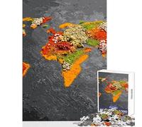 Rompecabezas para Adolescentes de 1000 Piezas Mapa del Mundo de Especias Juegos Familiares Regalos para Mujeres Juguete Educativo Regalo de cumpleaños Regalos de Viaje (38x26cm)