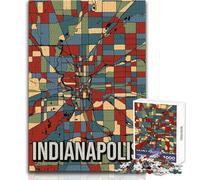 Rompecabezas para Adolescentes de 1000 Piezas, Mapa Retro de Indianápolis, Juego Educativo Familiar para Mejorar la Memoria, Regalo de Amigo Secreto, tamaño 38x52cm
