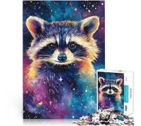 Rompecabezas para Adolescentes de 1000 Piezas Mapache Espacial Colorido en Acuarela Juego Familiar para y Regalo Divertido 38x26cm