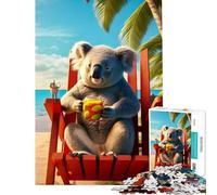 Rompecabezas para Adolescentes de 1000 Piezas Mapache sanando en la Playa Rompecabezas para Adultos Juego práctico desafío difícil Toda la Familia (tamaño 50x75cm)