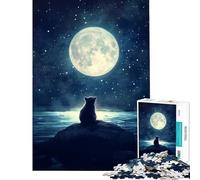 Rompecabezas para Adolescentes de 1000 Piezas Mapache Solitario a la luz de la Luna Rompecabezas de 1000 Piezas Juguetes antiestrés Alivia el estrés Regalo de cumpleaños Regalos de Viaje (38x52cm)