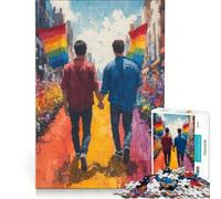 Rompecabezas para Adolescentes de 1000 Piezas Marcha del Orgullo Juegos educativos decoración de Pared con póster y Hoja de Preguntas a Juego 38x26cm