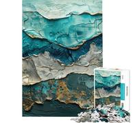 Rompecabezas para Adolescentes de 1000 Piezas Mares Azules Dorados Rompecabezas para Adultos Juego práctico Una Obra de Arte Interacción Entre Padres e Hijos (tamaño 38x52cm)