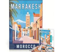 Rompecabezas para Adolescentes de 1000 Piezas: Marrakech en Marruecos, Juegos relajantes, interacción Entre Padres e Hijos, Juego de desafío único 38x26cm