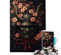 Rompecabezas para Adolescentes de 1000 Piezas Máscara de samurái con Flores de Cerezo Un Reto para completar Diversión Familiar Juegos educativos para Mayores de 14 años (50x75cm)