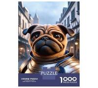 Rompecabezas para Adolescentes De 1000 Piezas Medieval Pug Knight Armor Rompecabezas para Adultos Juegos Relajantes Decoración Perfecta Cumpleaños Y Navidad 70x50cm/1000pcs