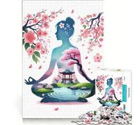 Rompecabezas para Adolescentes de 1000 Piezas meditación Zen con Flores de Cerezo Juegos Divertidos Entrena tu Cerebro y Tus Manos Ideal para Decorar tu Escritorio 38x26cm