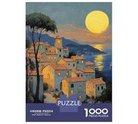 Rompecabezas para Adolescentes De 1000 Piezas Mediterranean Village Sunset Rompecabezas Juego De Ingenio Análisis Y Lógica Actividades Divertidas En Casa 70x50cm/1000pcs