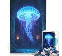 Rompecabezas para Adolescentes de 1000 Piezas Medusas Luminosas en ruinas, Juguetes antiestrés, desafío difícil, fortalece el Amor Entre Parejas 38x26cm