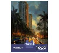 Rompecabezas para Adolescentes De 1000 Piezas Miami Beauty USA Rompecabezas Juguetes Antiestrés Mejora La Memoria Oferta como Regalo para Toda La Familia 38x26cm/1000pcs