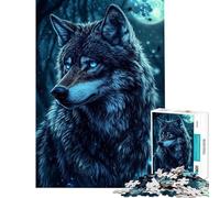 Rompecabezas para Adolescentes de 1000 Piezas Mirada de Lobo a la luz de la Luna Cada Pieza es única Regalo Ideal para cumpleaños y Ocasiones Especiales 38x26cm