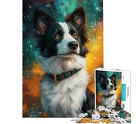Rompecabezas para Adolescentes de 1000 Piezas Mirada de Perro Estrellado Rompecabezas para Adultos Juego práctico Una Obra de Arte Interacción Entre Padres e Hijos (tamaño 38x26cm)