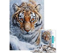 Rompecabezas para Adolescentes de 1000 Piezas Mirada del Tigre Nevado Juguetes adictivos para Cultivar la Paciencia Juego práctico Desafío difícil Regalos de cumpleaños (tamaño 75x50cm)