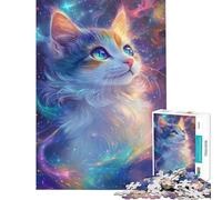 Rompecabezas para Adolescentes de 1000 Piezas Mirada Felina galáctica Rompecabezas Relajante para Pasar el Tiempo en casa Durante Las Vacaciones (tamaño 50x75cm)