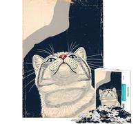 Rompecabezas para Adolescentes de 1000 Piezas Mirada hacia Arriba Perspectiva de un Gato Actividades Divertidas para Hacer en casa Mejora la Memoria Juegos relajantes para Mayores de 14 años 38x52cm