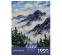 Rompecabezas para Adolescentes De 1000 Piezas Misty Mountain Landscape Painting Rompecabezas para Adolescentes Juego Familiar Desafío Difícil Cumpleaños Y Navidad 70x50cm/1000pcs