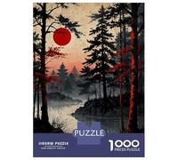 Rompecabezas para Adolescentes De 1000 Piezas Misty Red Moon Rompecabezas para Adultos Juguete Decoración De Pared para Diversión Familiar Desafiante De Completar 38x26cm/1000pcs