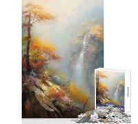 Rompecabezas para Adolescentes de 1000 Piezas Misty Sakura Falls Juguetes de decoración para el hogar Regalo Divertido Juego práctico con póster a Juego y Hoja de Trivia tamaño 38x26cm