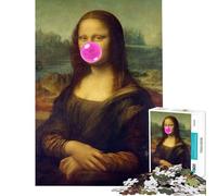 Rompecabezas para Adolescentes de 1000 Piezas Mona Lisa y Chicle Juego práctico Divertido y con Humor Regalo Ideal para Reducir el estrés (tamaño 38x52cm)