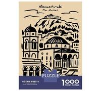Rompecabezas para Adolescentes De 1000 Piezas Monastiraki Flea Market Sketch Rompecabezas Juguetes Antiestrés Mejora La Memoria Oferta como Regalo para Toda La Familia 52x38cm/1000pcs