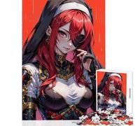 Rompecabezas para Adolescentes de 1000 Piezas Monja Pelirroja con Parche Juguetes antiestrés Regalos de cumpleaños Juegos educativos colección de Artistas Bellas Artes tamaño 38x26cm