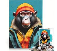 Rompecabezas para Adolescentes de 1000 Piezas Mono Amarillo con Gorro Estilo Pop Art Juegos educativos decoración colección de Artistas Bellas Artes 50x75cm