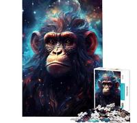 Rompecabezas para Adolescentes de 1000 Piezas Mono Cósmico Estrellado Juego desafiante Juguete para ejercitar la Mente Juego difícil Excelentes Regalos y Juguetes (Tamaño 38x26cm)