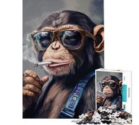 Rompecabezas para Adolescentes de 1000 Piezas Mono Genial con Gafas de Sol Un Reto para completar Una Obra de Arte Juguete Educativo Apto para Mayores de 14 años (50x75cm)