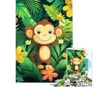 Rompecabezas para Adolescentes de 1000 Piezas Mono Sonriente en la Jungla Juego Familiar Juguetes adictivos para Cultivar la Paciencia Gran Regalo para Juegos Mejora la Memoria (Tamaño 50x75cm)