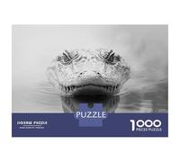 Rompecabezas para Adolescentes De 1000 Piezas Monochrome Alligator Head in Water Rompecabezas para Adultos Juegos Familiares Análisis Y Lógica Cumpleaños Y Navidad 52x38cm/1000pcs