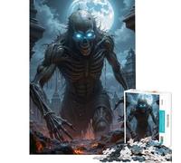 Rompecabezas para Adolescentes de 1000 Piezas Monstruo Esqueleto de Ojos Brillantes en un Entorno de fantasía Oscura Un desafío Educativo y difícil Que pondrá a Prueba tu ingenio para Mayores