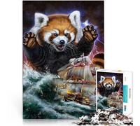 Rompecabezas para Adolescentes de 1000 Piezas Monstruo Panda Rojo Kraken Actividad Familiar con póster a Juego y Hoja de Trivia 75x50cm