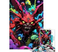 Rompecabezas para Adolescentes de 1000 Piezas Monstruo Rojo Espeluznante con Ojos flotantes Rompecabezas práctico Juego Regalo Ideal para Mujeres (tamaño 38x52cm)