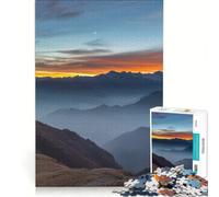 Rompecabezas para Adolescentes de 1000 Piezas Montaña al Atardecer con Niebla Juguete Educativo para divertirse en Familia para Fortalecer el Amor Entre Parejas 38x26cm