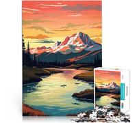 Rompecabezas para Adolescentes de 1000 Piezas Montaña Retro Vintage Juego Familiar para y Decoración de Pared cumpleaños y Navidad 75x50cm