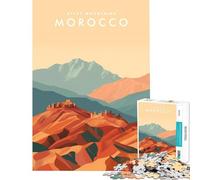 Rompecabezas para Adolescentes de 1000 Piezas montañas del Atlas Marruecos Juguetes educativos para Aprender Juego Familiar para Toda la Familia Regalos para Mujeres y Hombres tamaño 38x52cm