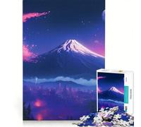 Rompecabezas para Adolescentes de 1000 Piezas Monte Fuji, cerezos en Flor, Juegos educativos, decoración de Pared, con póster y Hoja de Preguntas a Juego 50x75cm