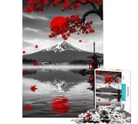 Rompecabezas para Adolescentes de 1000 Piezas Monte Fuji Hojas Rojas Reflejo Juguetes educativos Juego Imposible Corte de precisión Regalos de Amigo Invisible (tamaño 75x50cm)