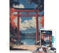Rompecabezas para Adolescentes de 1000 Piezas Monte Fuji, Puerta Torii, Paisaje japonés, Juegos educativos, Decoración de Pared, con póster y Hoja de Preguntas a Juego 38x52cm